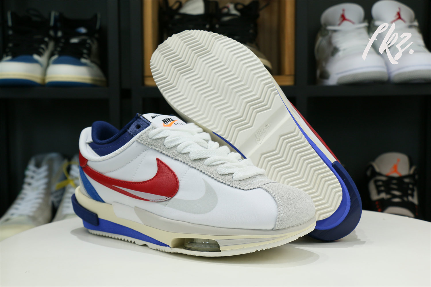 Sacai x Nike Cortez White blue red
