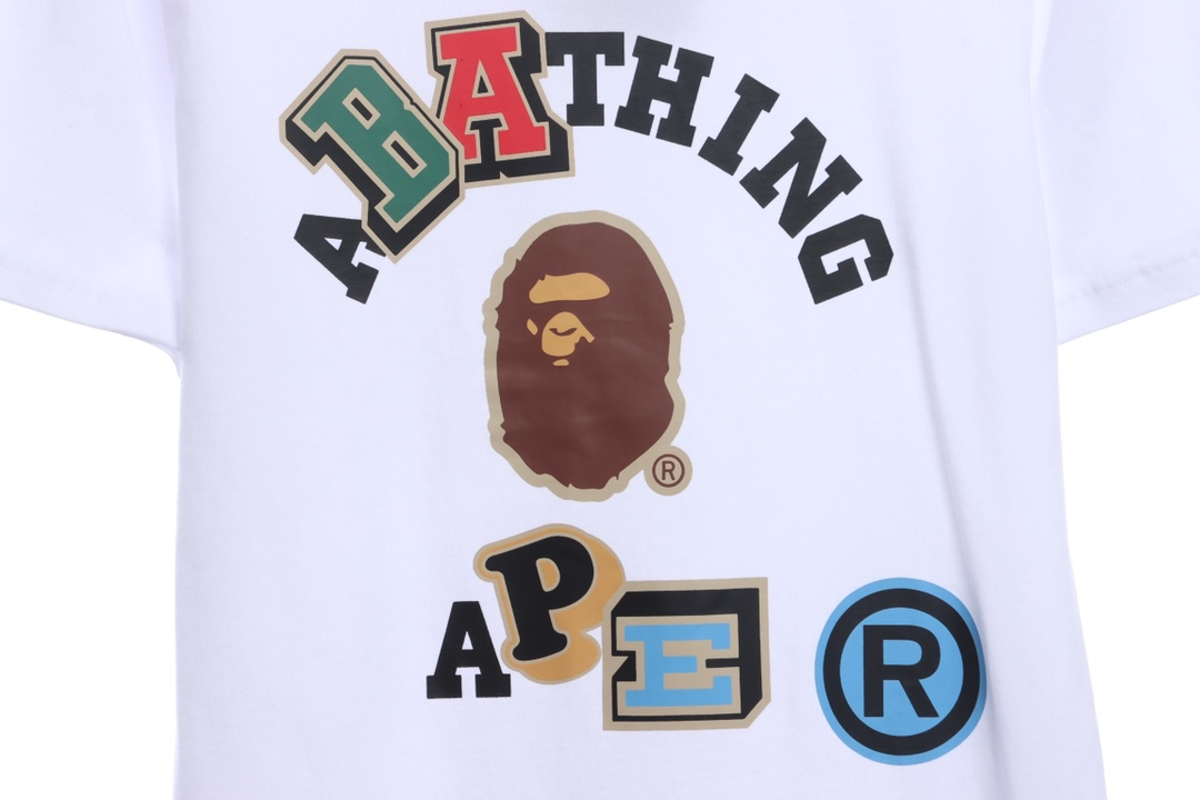 BAPE ape head logo colorful print short sleeves