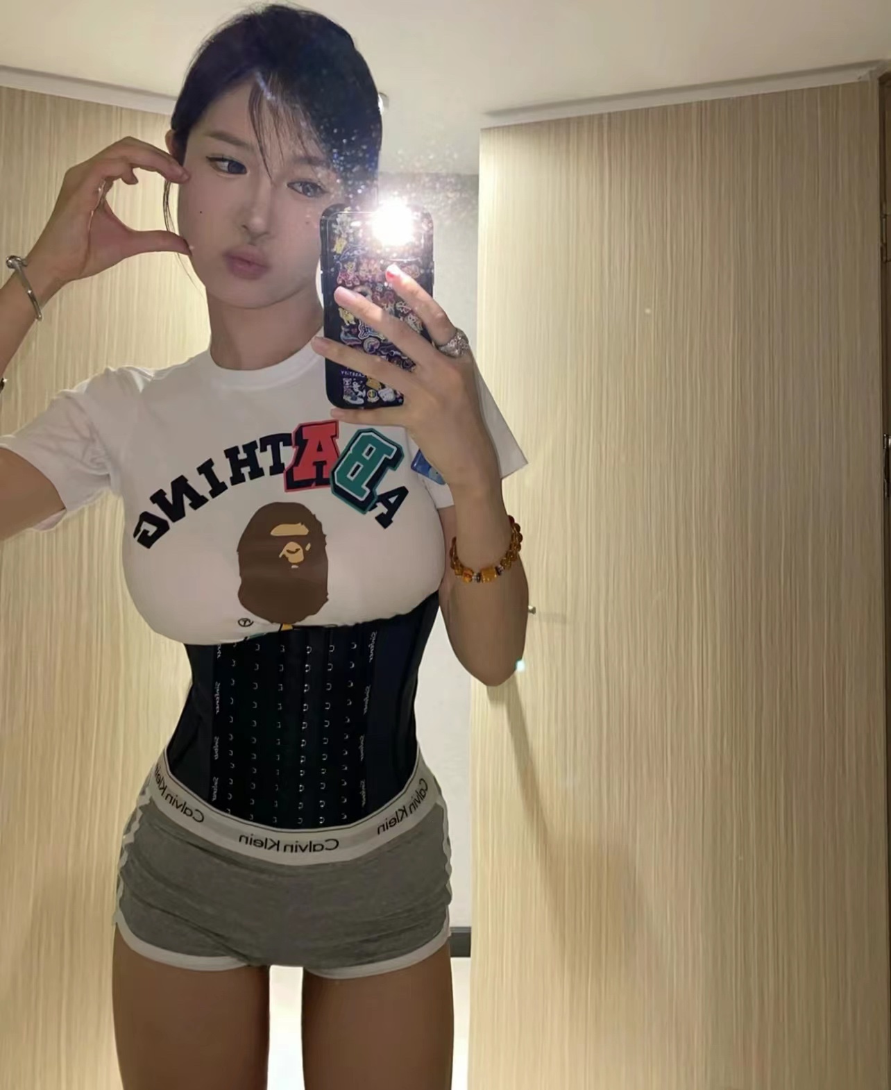 BAPE ape head logo colorful print short sleeves