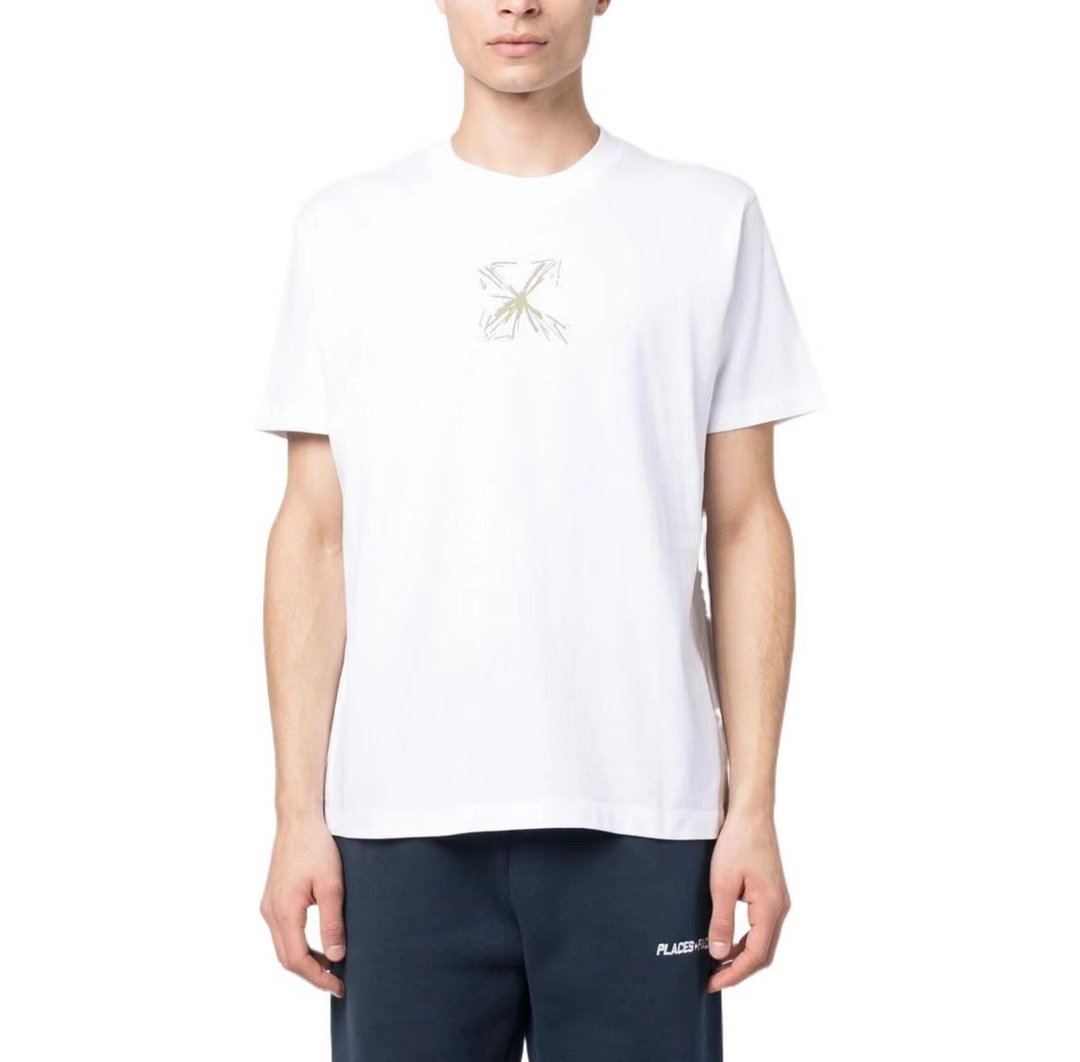 OW Sketch Splashed Ink Arrow Letter Short Sleeves