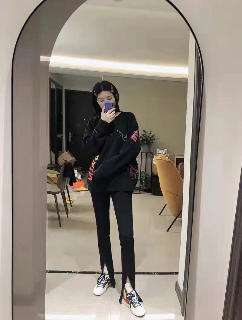 NK 3M reflective graffiti print giraffe sweater pullover