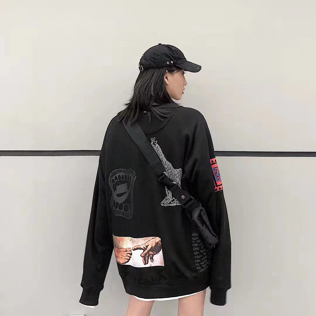 NK 3M reflective graffiti print giraffe sweater pullover