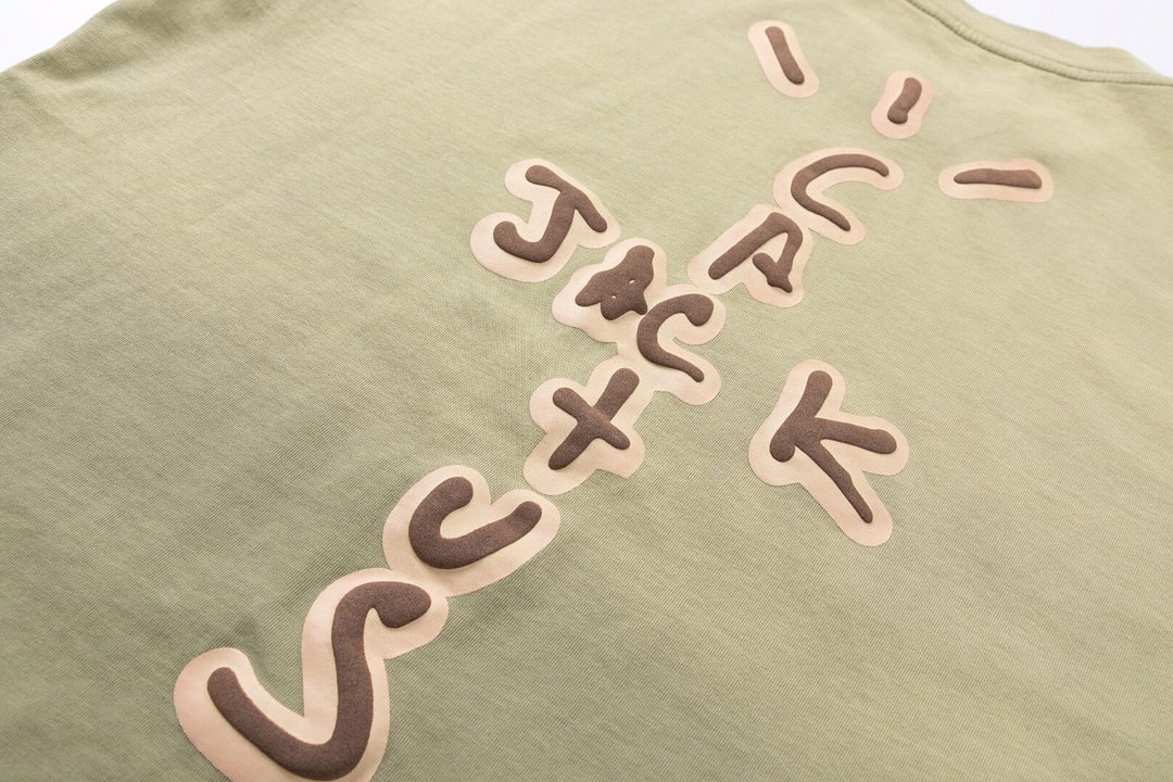 Travis Scott Retro washing to make old fixed dyeing letter printing short sleeves