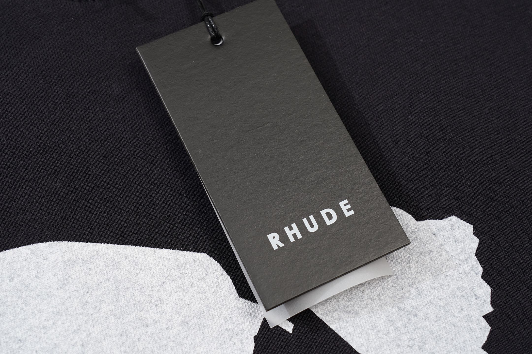 RHUDE Retro Slogan Portrait Print Short Sleeve T-Shirt Black