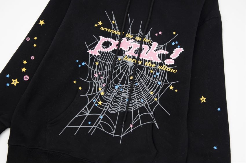 Sp5der Logo Pullover Hoodie Pink Suits