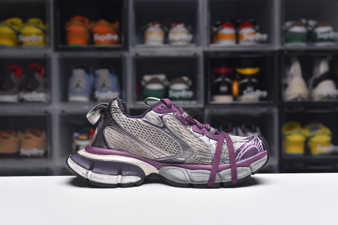 Balenciag* Cargo Sneaker Grey Purple