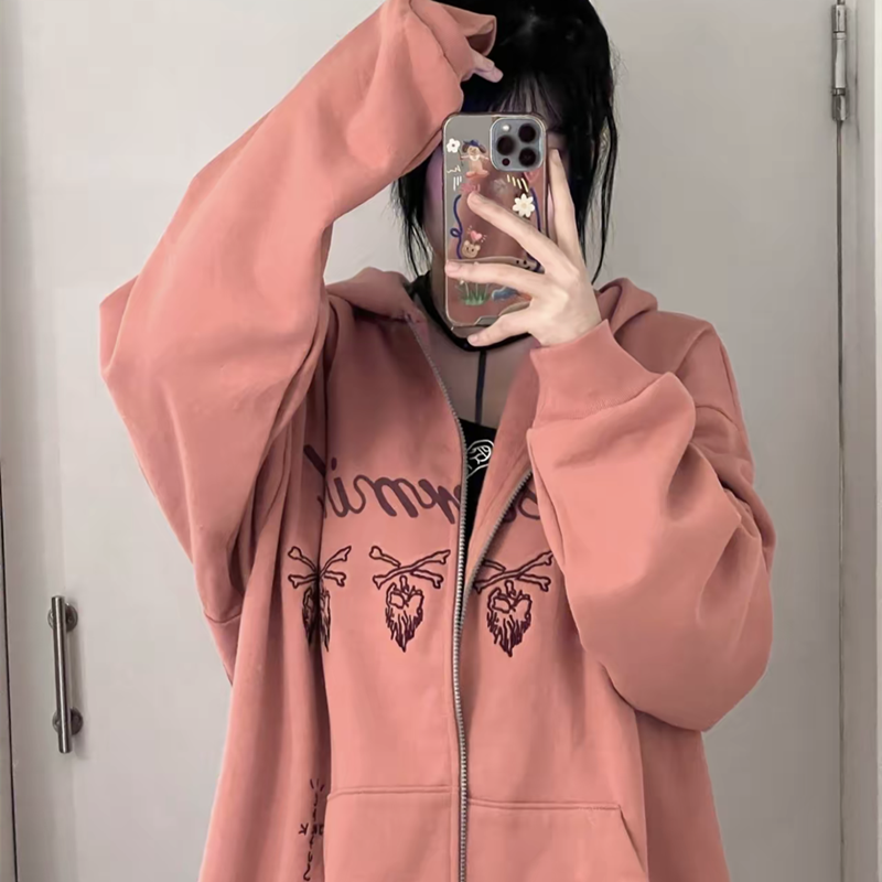 Travis Scott Cactus Jack xMMJ Skull Zip Up Mauve Hoodie