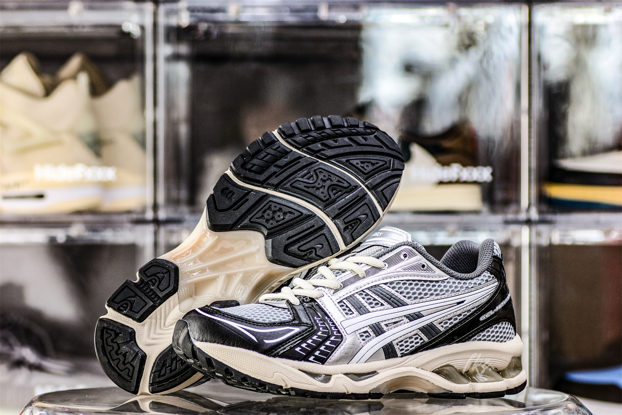 Gel Kayano 14 Black Glacier Grey Silver 2023