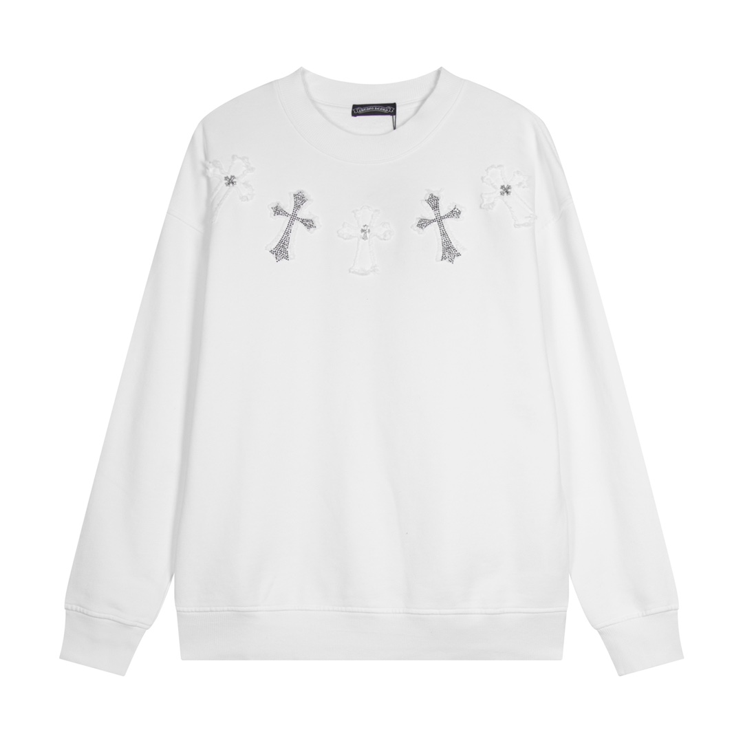 Chrome Hearts latest heavy-weight basic crewneck sweatshirt in white